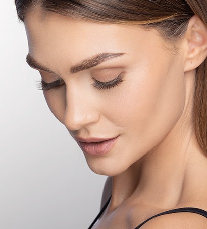 A model looking down