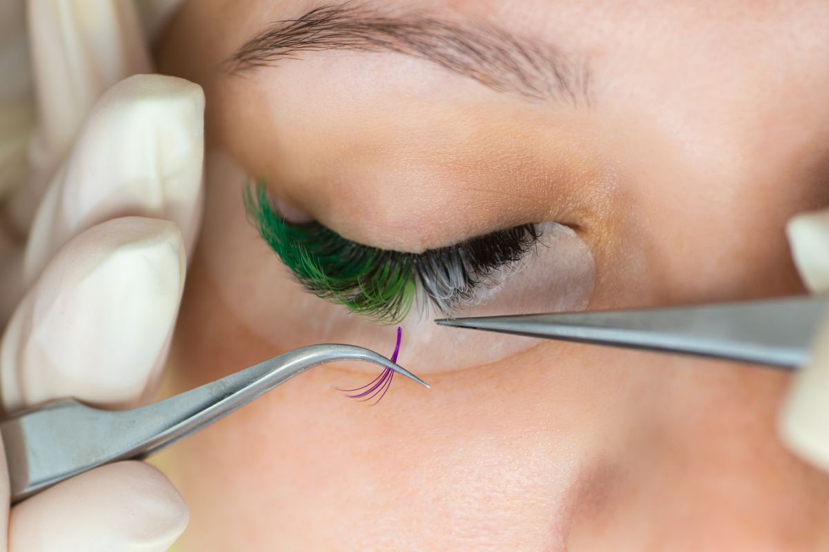 Colorful eyelash extensions